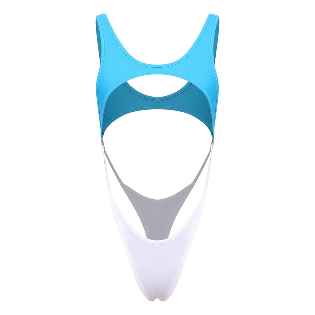 Traje de baño de una pieza para mujer con recorte sin mangas y aro O, tanga cheeky, body para playa, piscina, tomar el sol