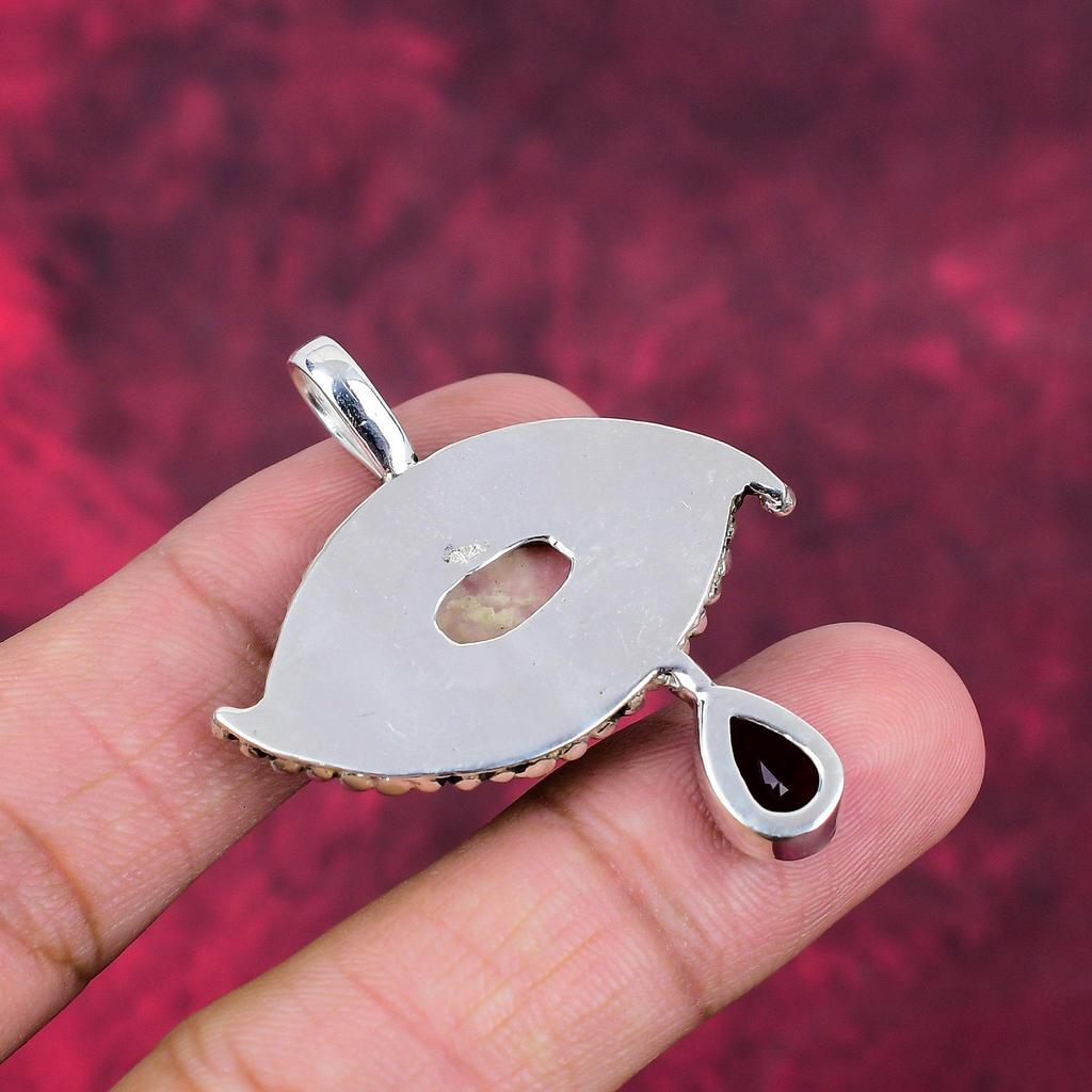 Rhodochrosite, Red Garnet 925 Solid Sterling Silver Gemstone Jewelry, Handmade Pendant, For Thanksgiving