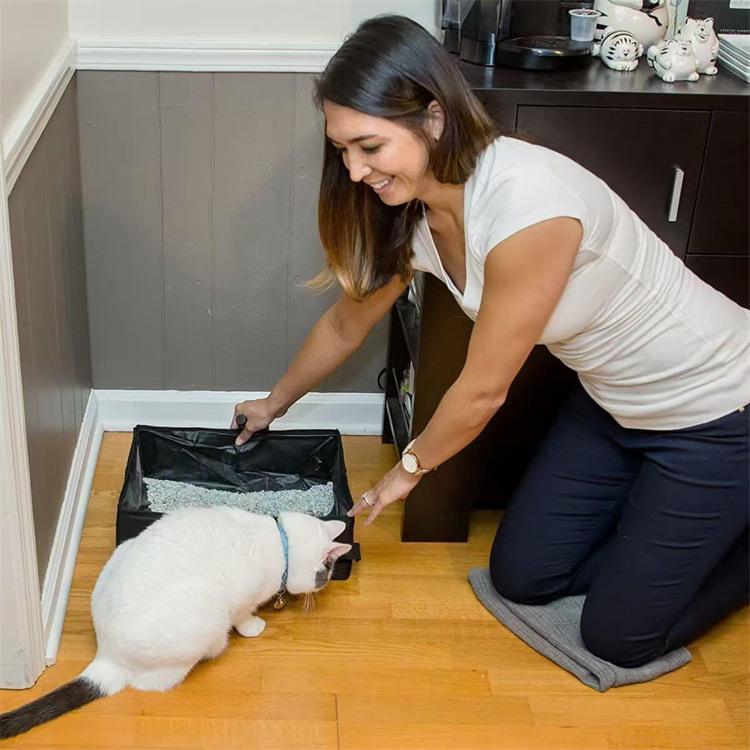 Portable Waterproof Foldable Cat Litter Box with Storage Bag