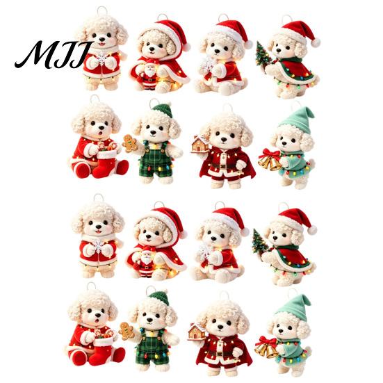 Holiday Animal Hanging Ornaments Christmas Dog Wooden Ornament, 2D Cartoon Puppy Kitten Decor with String, Tree Party Decoration Handmade Style