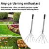 Handheld Weeding Rake Stainless Steel Hand Rake with 5 Teeth Heavy Duty Gardening Rake for Cultivating Loosening Soil Spreading Mulch