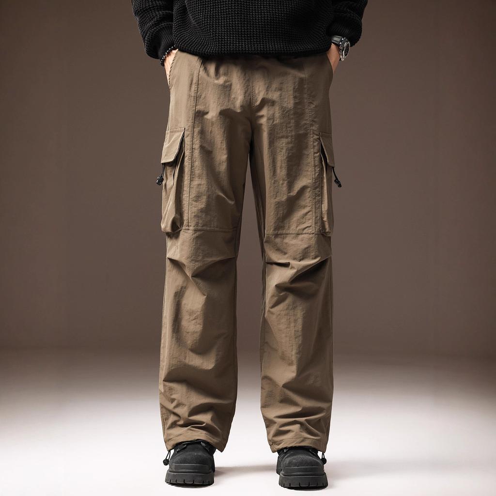 High-end American Outdoor Hiking Straight-leg Casual Pants for Men, New Autumn Functional Versatile Softshell Paratrooper Pants