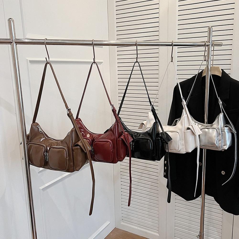 Korean Style Pocket Crossbody Bag Zipper Women Handbag Fashion PU Leather Underarm Bag  Women