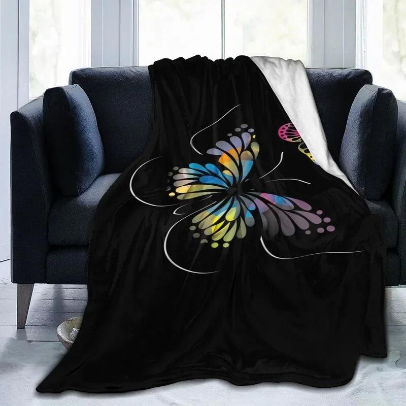 Butterfly Throw Blanket Smooth Lightweight Soft Print  for Travelling Camping Gift Kid Adult Flannel Fleece  Queen