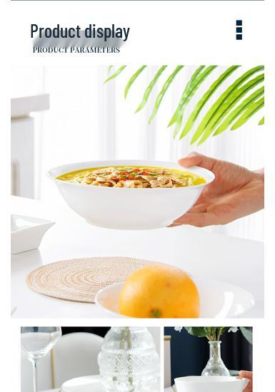 7-inch Large Capacity White Bone China Noodle Bowl - Ceramic Soup & Lo Mein Tableware