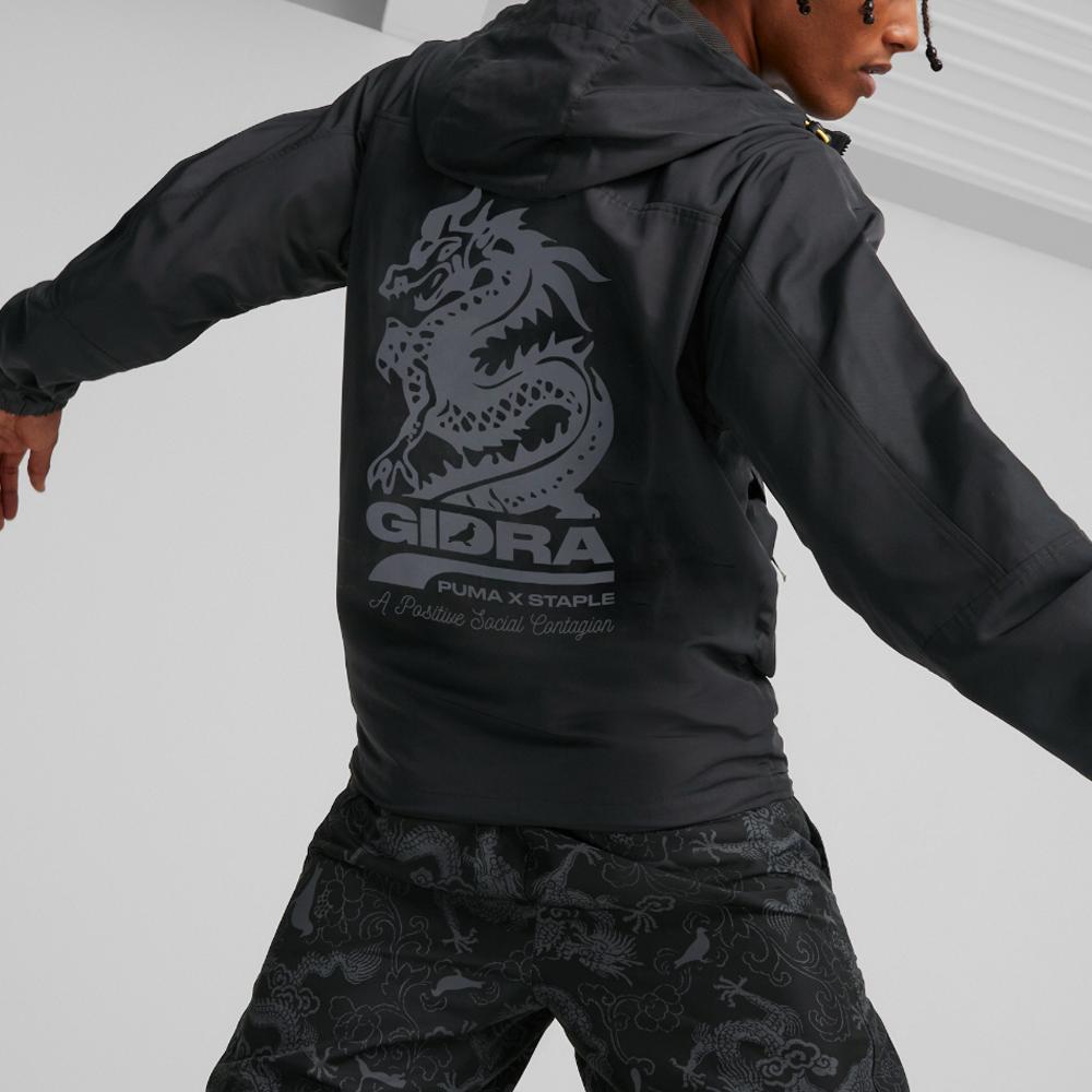 Puma X Staple Collaboration Ss23 Logo Print Half-Zip Hooded Woven Jacket Unisex Jacket Black 620653-01