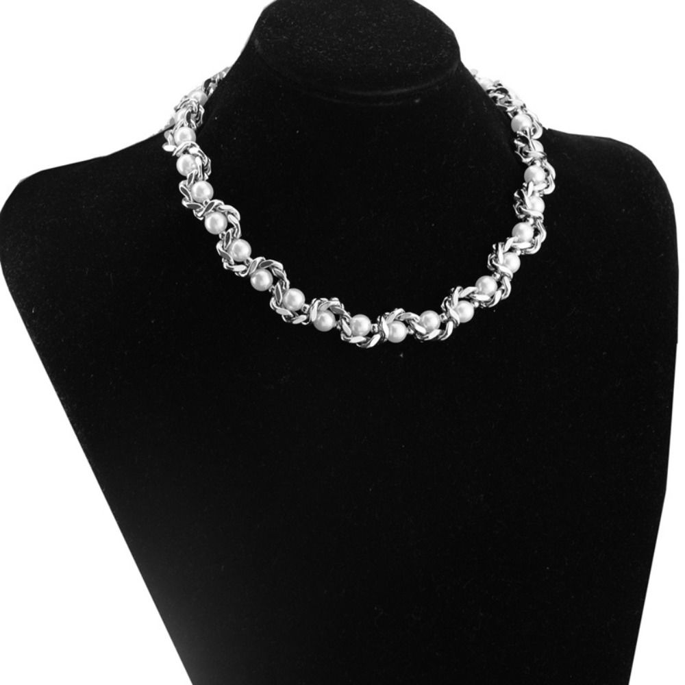 Personalized Choker Men Metal Wound Stainless Steel Necklace Fashion Pearl Necklace  Streetwear