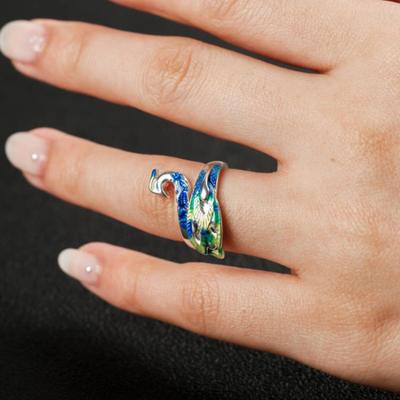 Women Bracelet Colorful Peacock Jewelry Elegant Electroplating Ring Bangle for Wedding
