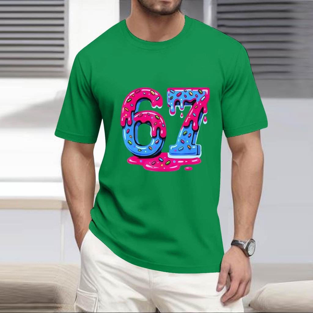 Men's  Popular T-shirt Printed Round Neck Short Sleeve T-shirt