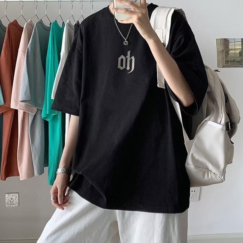 

Футболка с коротким рукавом, мужская модная брендовая летняя свободная футболка с коротким рукавом 2024 года, новинка от знаменитостей из интернета, мода, простой принтованный топ 8XL синий