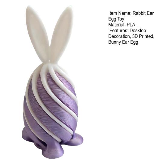 Spiral Kaninöra Ägg Fidget-leksak 3D-printad Påskhare Ägg Spiral Genomgångsskulptur Figur Prydnad för Högtidsparty