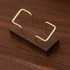 Walnut & Beech Wood Business Card Holder with Brass Accents