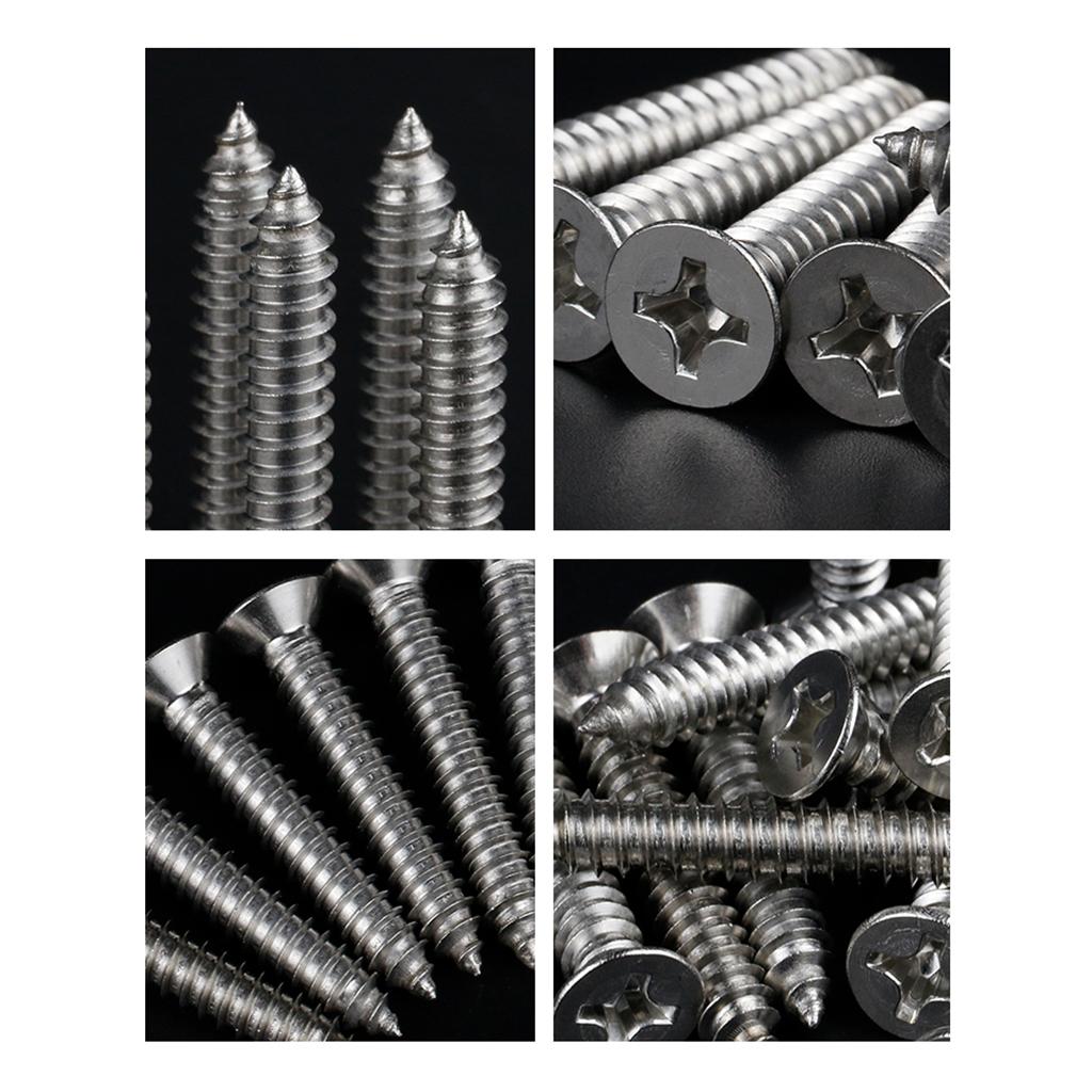 800Pcs M2 Self Tapping Screw for Cross Countersunk for Head Wood Screw Set 304 Stainless Steel Phillips Flat for Head Sc