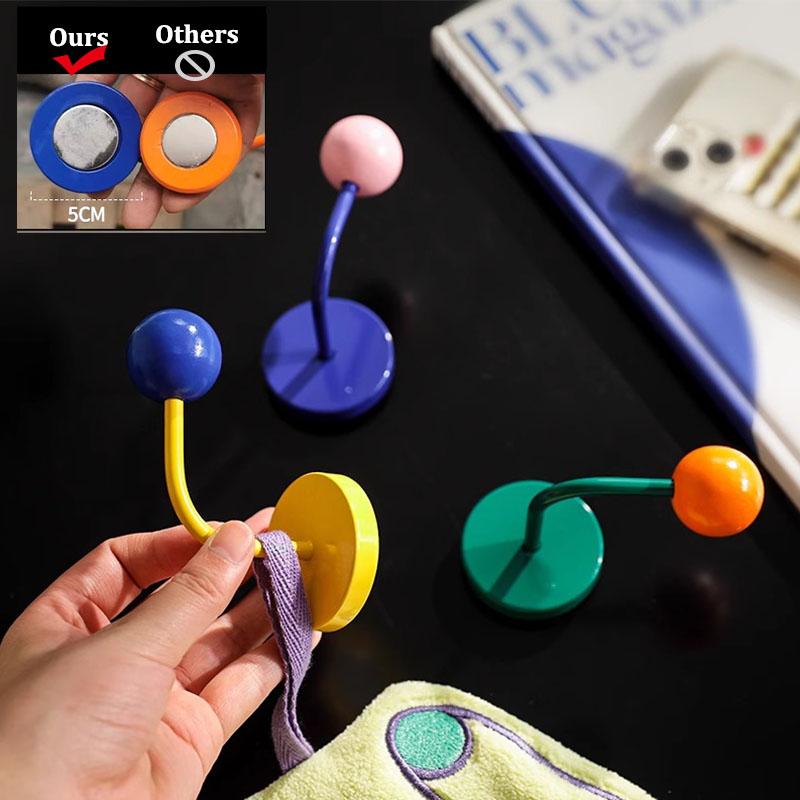 Home Refrigerator Strong Magnetic Hook No-punch Traceless Decoration Powerful Door Magnet Hanger for Key Coat Bag Towel Holder