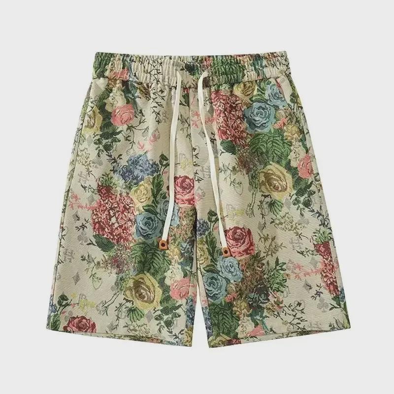 

Мужские пляжные шорты в американском ретро-стиле с цветочным принтом — модные, повседневные, свободного кроя, большие размеры. 3XL