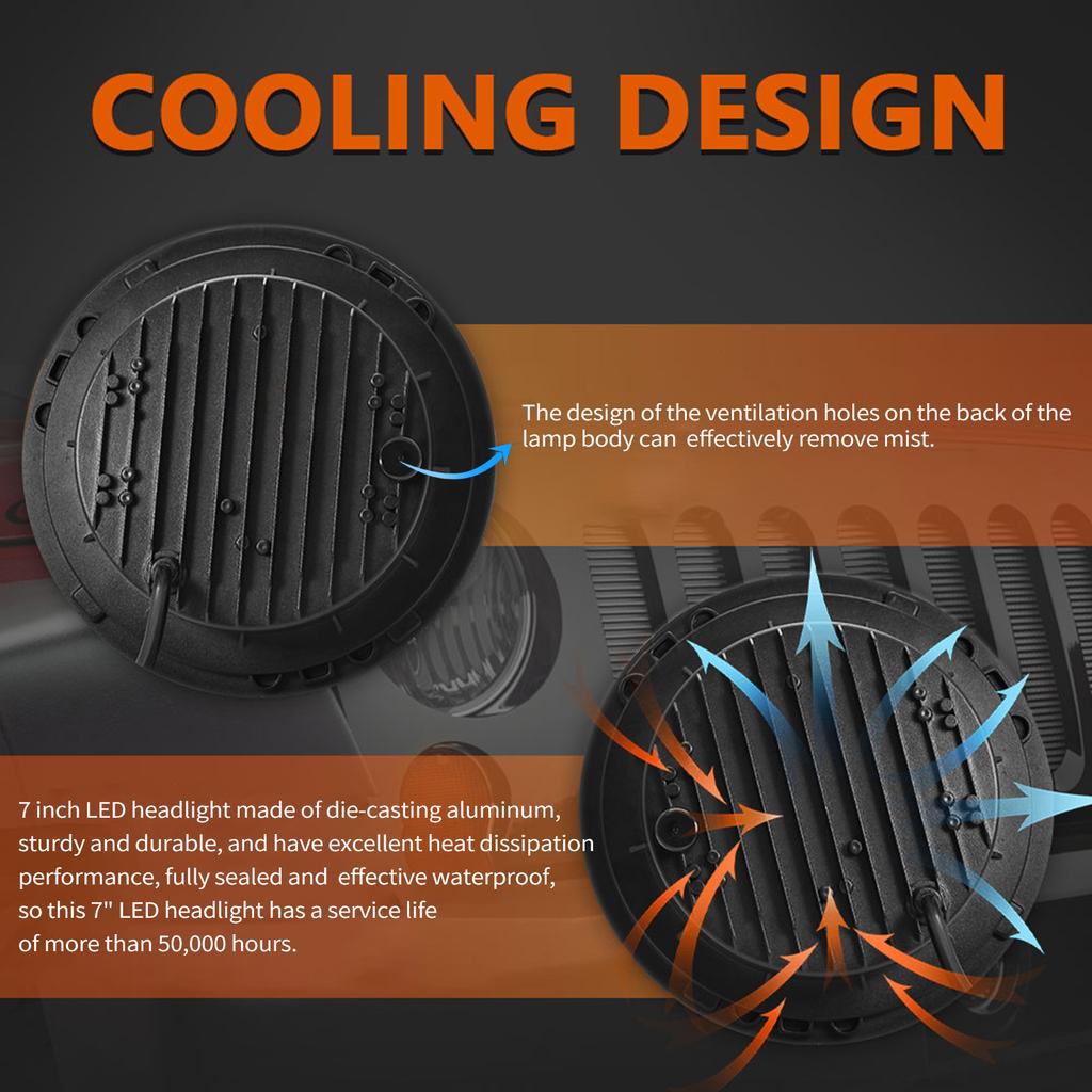 2 Stücke 7 Zoll Auto Motorrad LED Scheinwerfer mit Tagfahrlicht Blinker Abblendlicht Fernlicht Rote Winkelaugen 7''