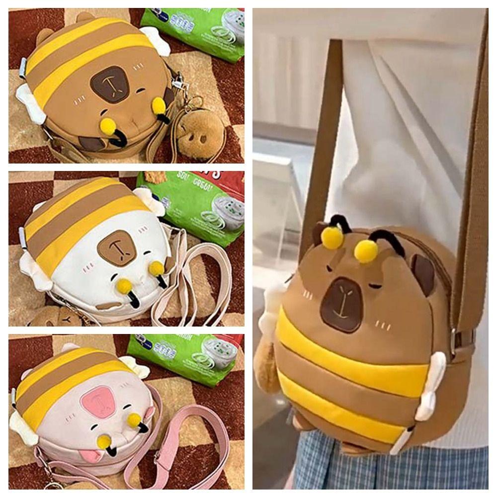 Large Capacity Capybara Nylon Bag Plush Doll Pendant Creative Crossbody Bag  Friends
