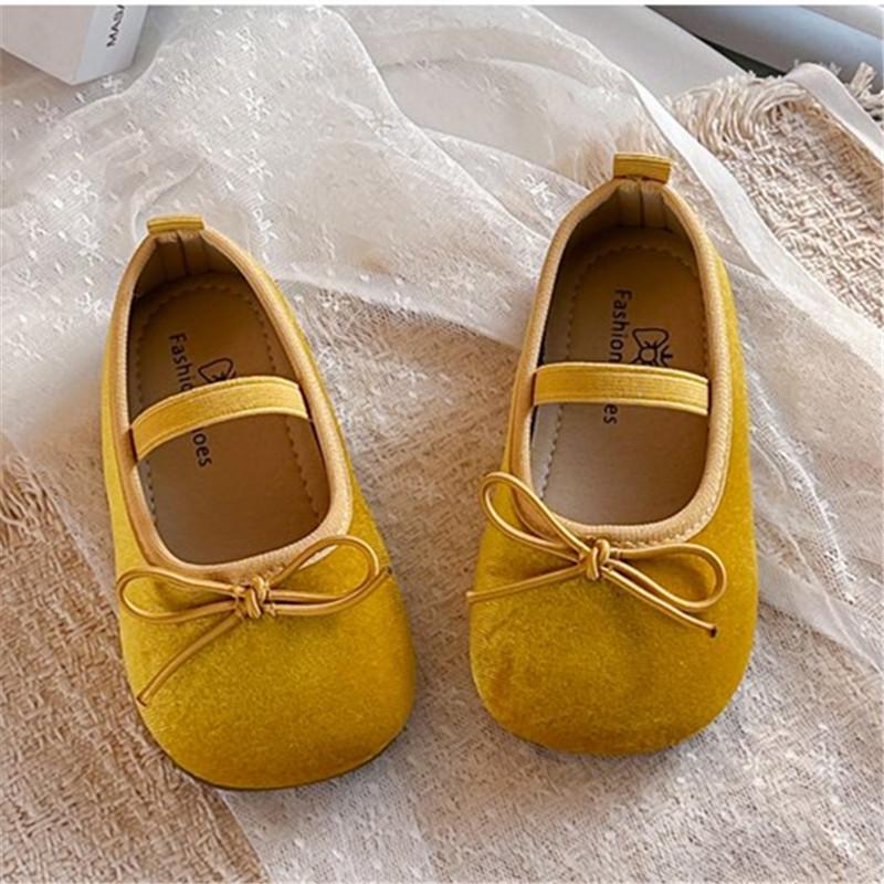 

Girls Ballet Flats Casual Round Toe Cute Suede Ballerina Church Princess Shoes Spring Elegant Party Shoes Bow Size 21-30 25