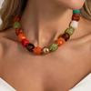 IngeSight.Z Y2K Bohemia Colorful Square Resin Beaded Necklaces Women Temperament Charm Statement Clavicle Chain Banquet Jewelry