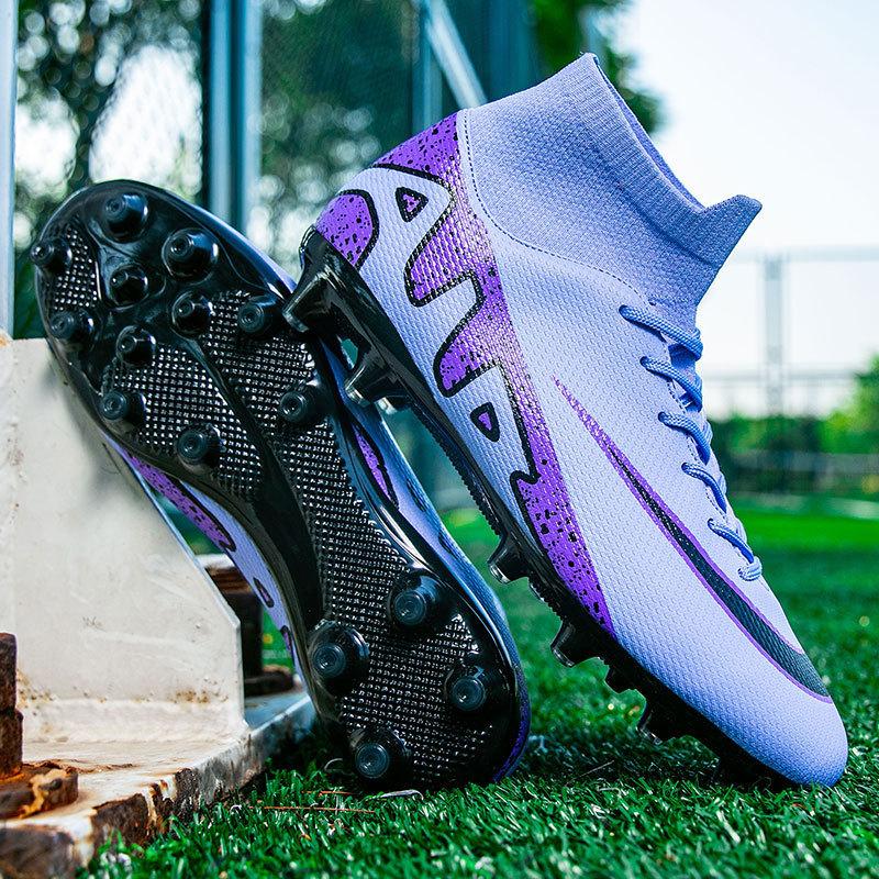Foreign trade summer new high-top couple football shoes AG long nails TF broken nails student competition training sports football shoes