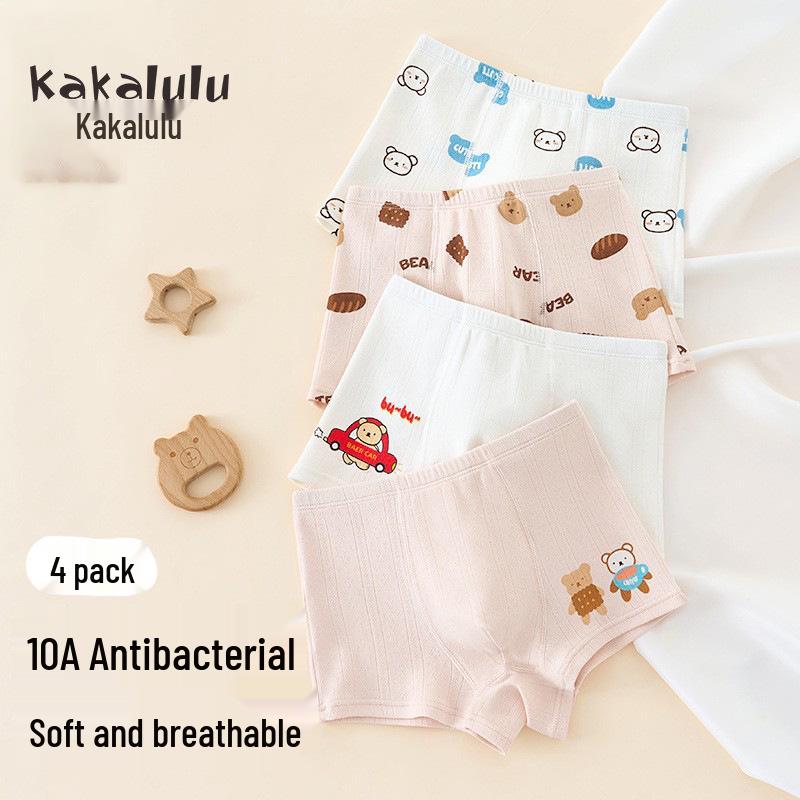 

Silk Antibacterial Crotch Boys All-Cotton Boxer Briefs, No-Ride-Up Shorts, Medium/Large L - 120