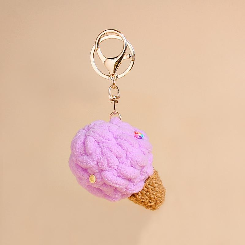 1PC Kids Kawaii Simulated Plush Ice Cream Cone Keychain Creative Cute Food Keyring Couple Key Holder Bag Pendant Decoration Toys
