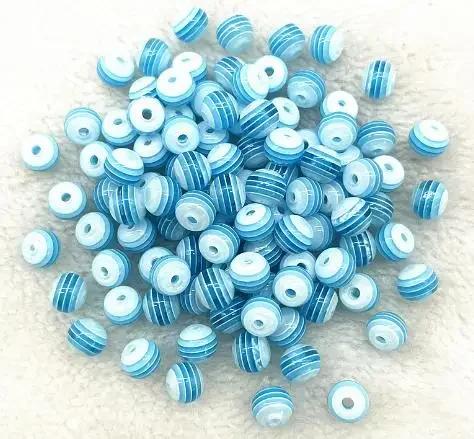 TX02 50 Piezas 8mm Hermosas Redondas Transparencia Cuentas Sueltas Rayas Departamento de Joyería DIY Pulsera Asequible Accesorios de Tendencia Cuentas