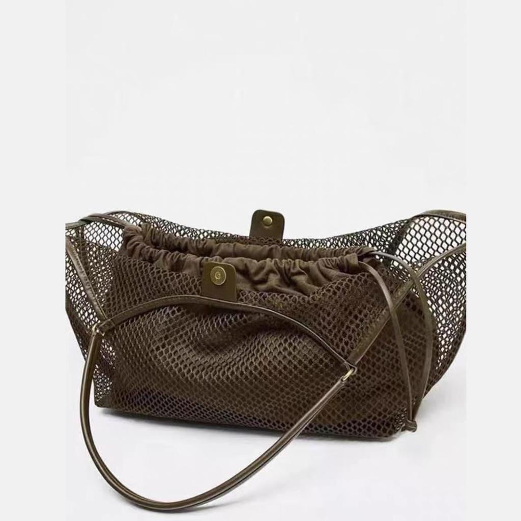 Dámská síťovaná plážová cestovní taška přes rameno s velkou kapacitou, ležérní nákupní taška, úložný prostor na plážové hračky, dutý design rybářské sítě