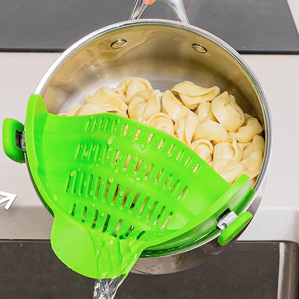 Silicone Kitchen Strainer Clip On Pots and Pans Drain Rack Pasta Noodle Vegetable Fruit Strainer Colander Kitchen Gadgets 2