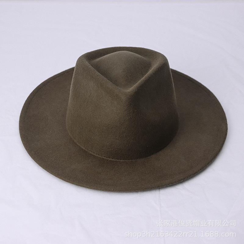 Autumn and winter fashion jazz top multi-color wool top hat daily travel photo concave wool felt hat women