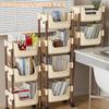 Easy to Assemble Floor Standing Storage Unit Sturdy Layer Storage Shelf with Drawers Movable Storage Stand Holder
