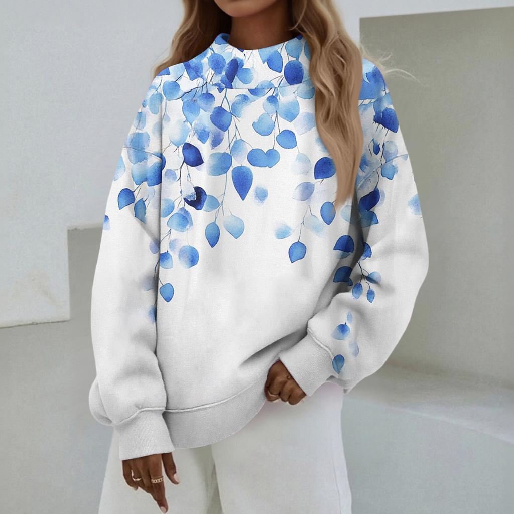 Mock Neck Sweatshirt Women Fall Comfort Oversized Sweatshirt Dressy Pullover Sweatshirts No Hood Cozy Turtleneck Tops