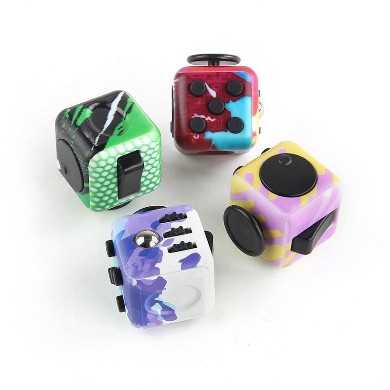 New Strange Toy Decompression Dice Uv Printing Camouflage Decompression Dice Six-Sided Infinite Rubik'S Cube, Finger Magic