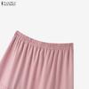 ZANZEA Women Casual Elastic Waist Loose Summer Long Skirts