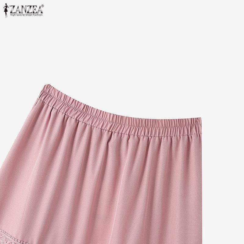 ZANZEA Women Casual Elastic Waist Loose Summer Long Skirts