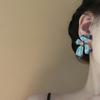 Silver Needle Butterfly Heart Earrings with Blue Gradient Drip - Elegant Autumn/Winter Studs