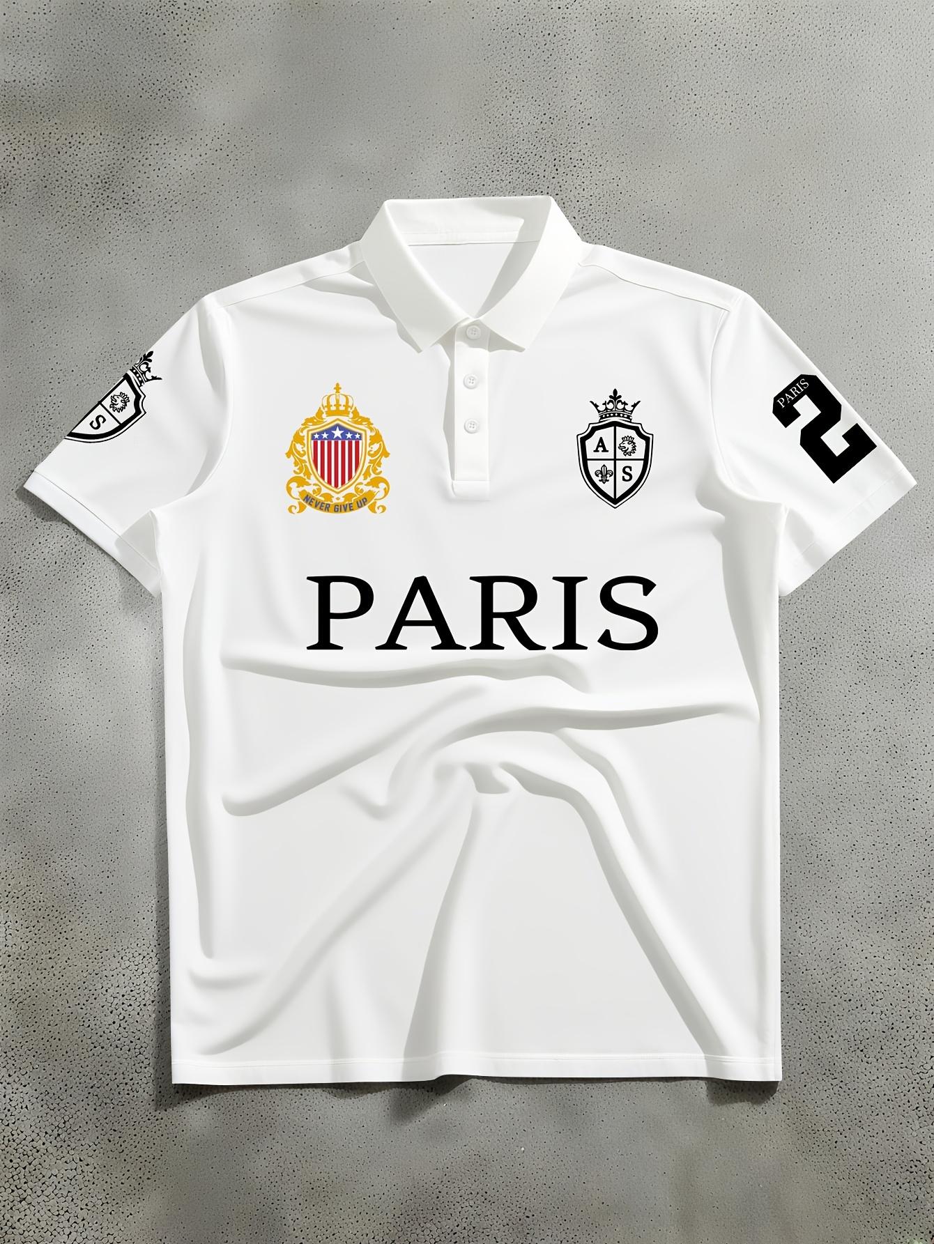 2026 Sommer Neues Herren Kurzarm Poloshirt, Paris  Paris  Letter Aufdruck Poloshirt, Geeignet für Outdoor-Sportarten XL white