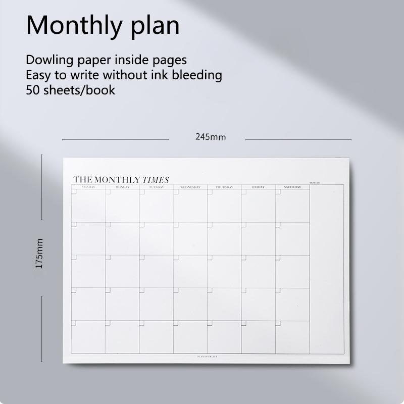 

50Sheets Universal Tearable Planner Weekly Monthly Schedule Student Stationery Office School Supplies Simple Plan Notebooks A2