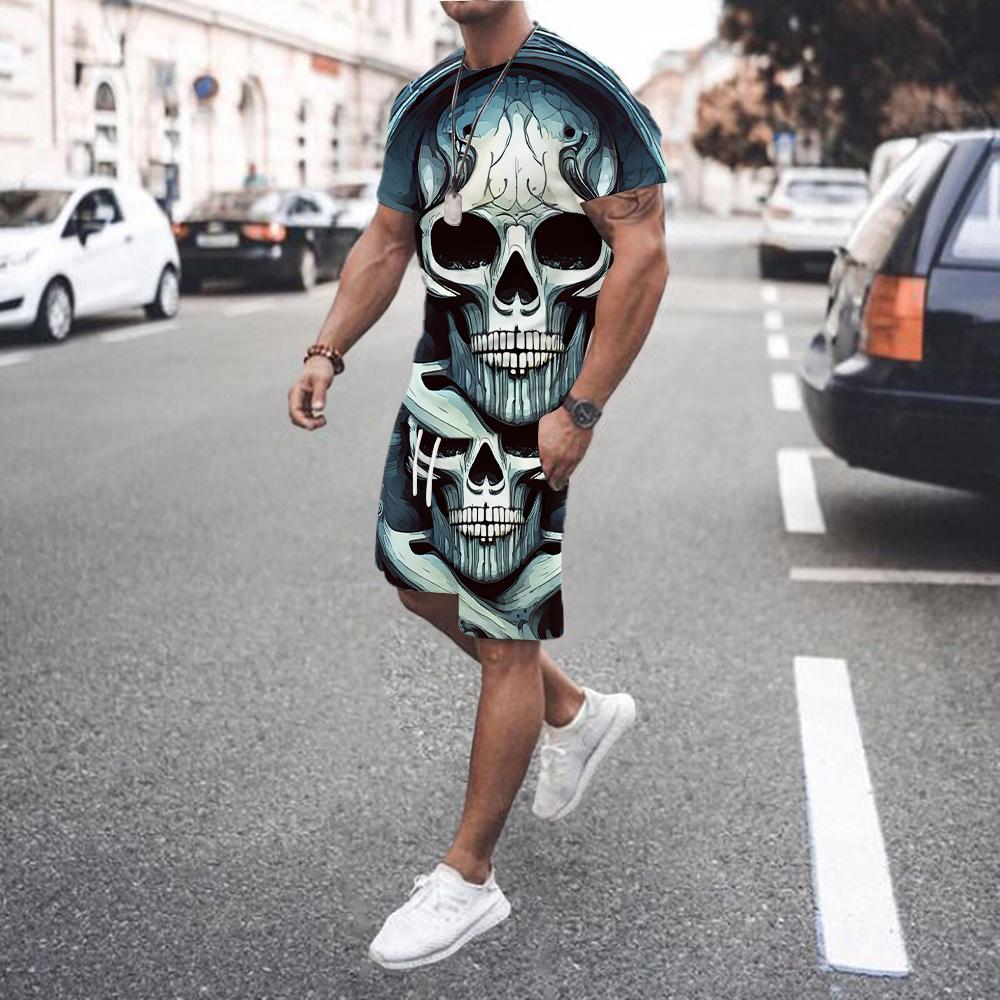2025 Summer New Fashionable Printed Men's Shorts Set Quick Drying Breathable Sports Set Short Sleeve Set Men's Jogging Set