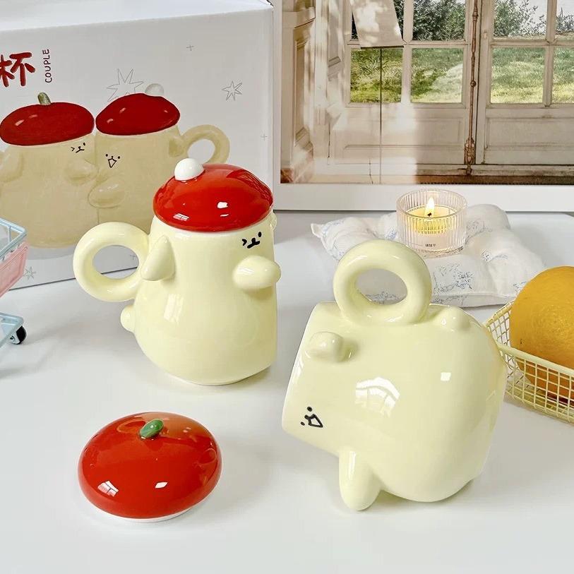 Cartoon Hug Cup Cute Cup Large Capacity Couple Ceramic Cup Gift Box Water Cup High Value Mug Gift