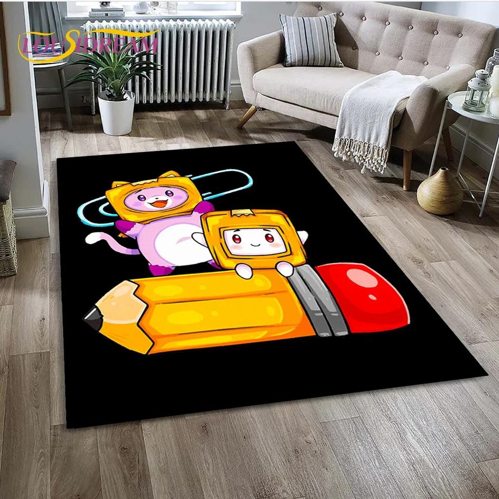 Lankybox Cute Happy Boxy Foxy Rocky Carpet Rug for Bedroom Living Room Home Sofa Decoration,Children Game Large Decor Floor Mat