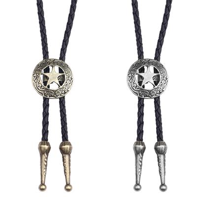 Retro Texas Sheriffstern Western Cowboy Herren Bolo Krawatte Lederseil