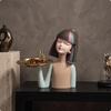 Girl Bust with Chic Tray Statue Decorative Jewelry Holder for Entryway, Bedroom, Living