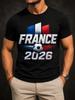 France 2026 Graphic Rough Tricolor Strokes Football And Handwritten France Text Grunge Sports Art Unisex All TShirt