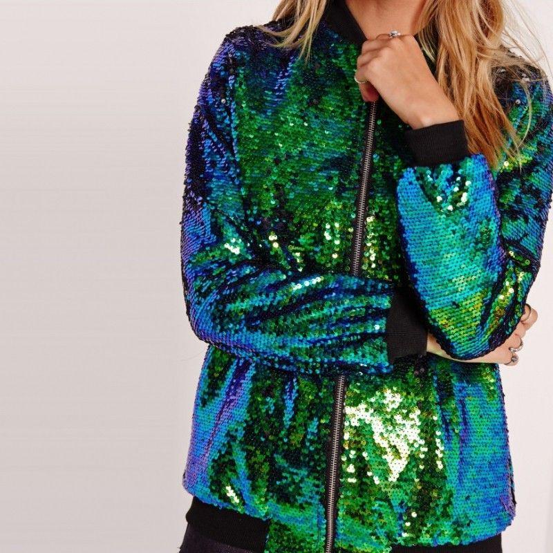 Women Casual Sequin Jacket Casual Fall Sequin European and American Plus Plus Size Loose Sequins Sequin Outwear