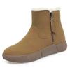 New Winter Women's Leather High Top Flat Sole Wool Boots Soft Sole Non Slip Plush Warm Round Toe Snow Boots Zipper Cotton Boots