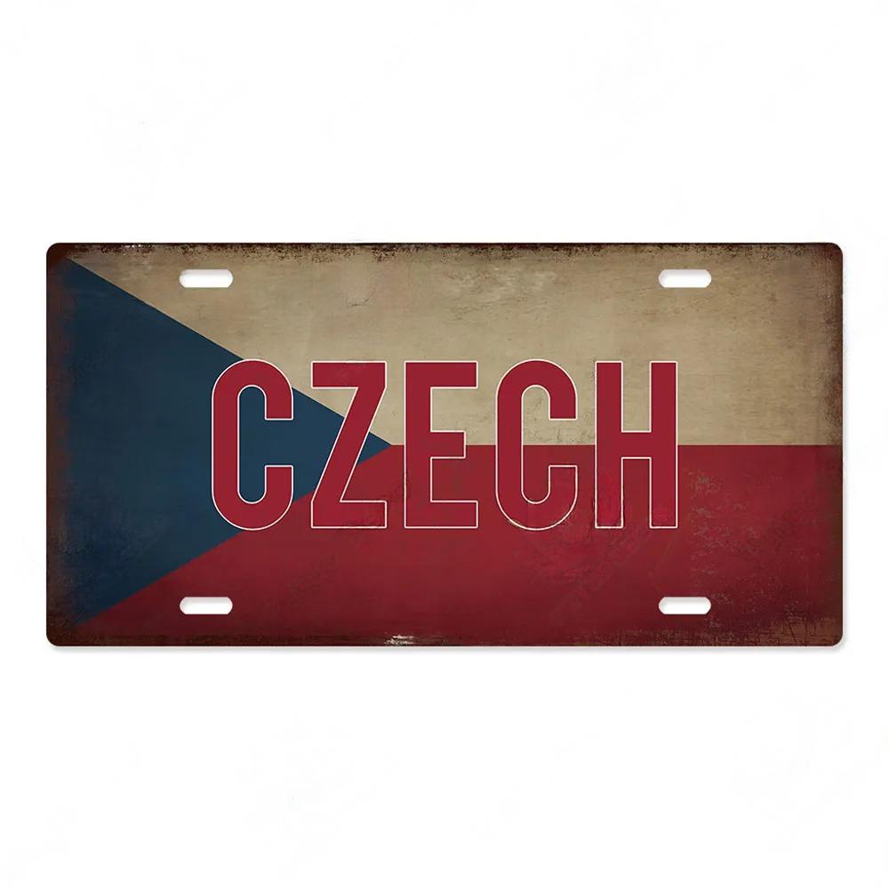 FJ Country National Flag Metal TinSigns Decor License Plate Plaque Metal Vintage Home Wall Decoration for Bar Pub Man Cave