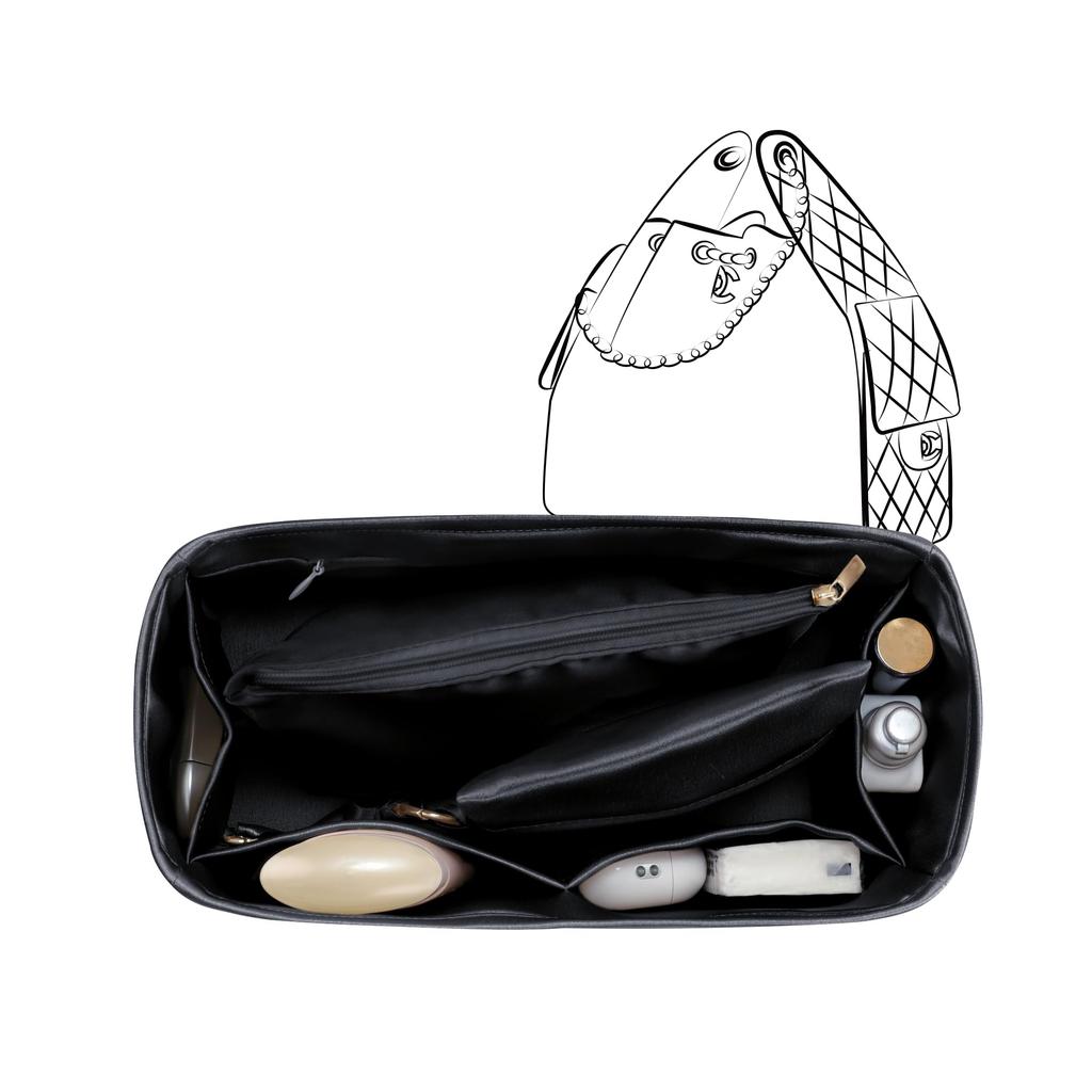 JLYZ Moon 3-Piece Bag-in-Bag Set (Inner Pouch, Multi-Purpose Satin Pouch, and Storage Pouch) Made of Luxurious Satin Fabric, Stretchable, for Handbag