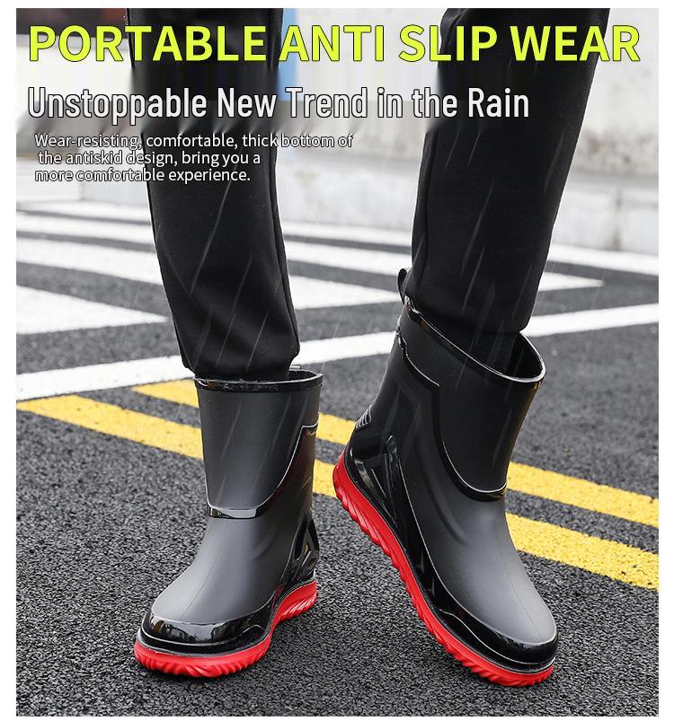 Men's Waterproof Non-Slip Rubber Work Boots - Outdoor & Kitchen, Rain & Cold Protection, Plus Velvet, Durable