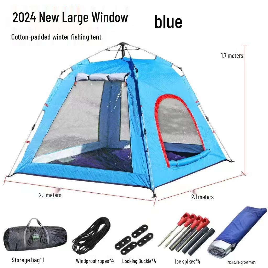 Instant Open Fully Automatic Winter Fishing Tent - No Assembly Needed, Thickened for Warmth and Cold Protection, Ideal for Camping and Ice Fishing.